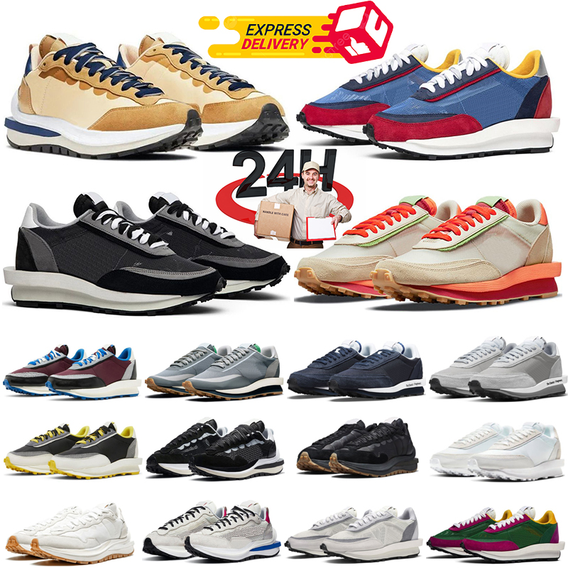 designer shoes Running Shoes Sacais Waffles Sail nylon White Gum Black Bright Citron Fragment Grey Blue Game Suede Dark Iris Court Sakai Sneakers
