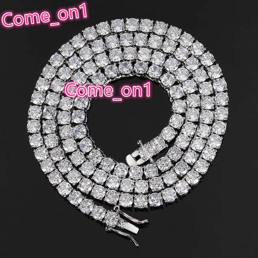 3mm 4mm 5mm 6mm Cubic Zircon Tennis Chain Necklace Bling Iced out Hiphop Style with Moissanite Main Stone