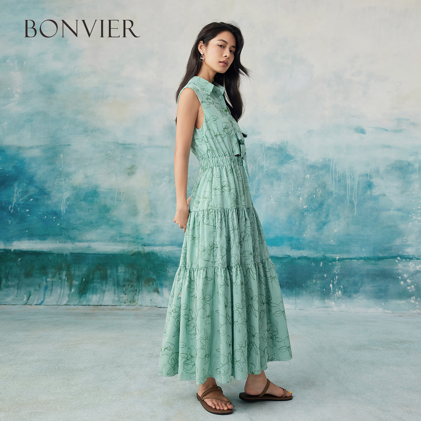 2025 Summer Fashion Bow Embroidery Cake Skirt Elegant Temperament High Waist Shirt Skirt Green A-line Long Skirt 6116799