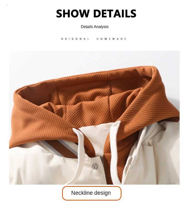 Mens Down Jacket Autumn Winter New Fashion Color-Block Warm Thickened Trend High Street Hooded Fake Two Coat Men Casual Jacket X250725