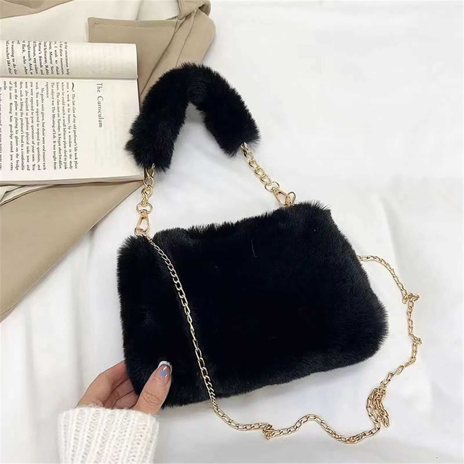 wen Plush Handbag Solid Color Shoulder Bag Casual Purse Dumpling Bag Simple Fi Crossbody Bag Y250725
