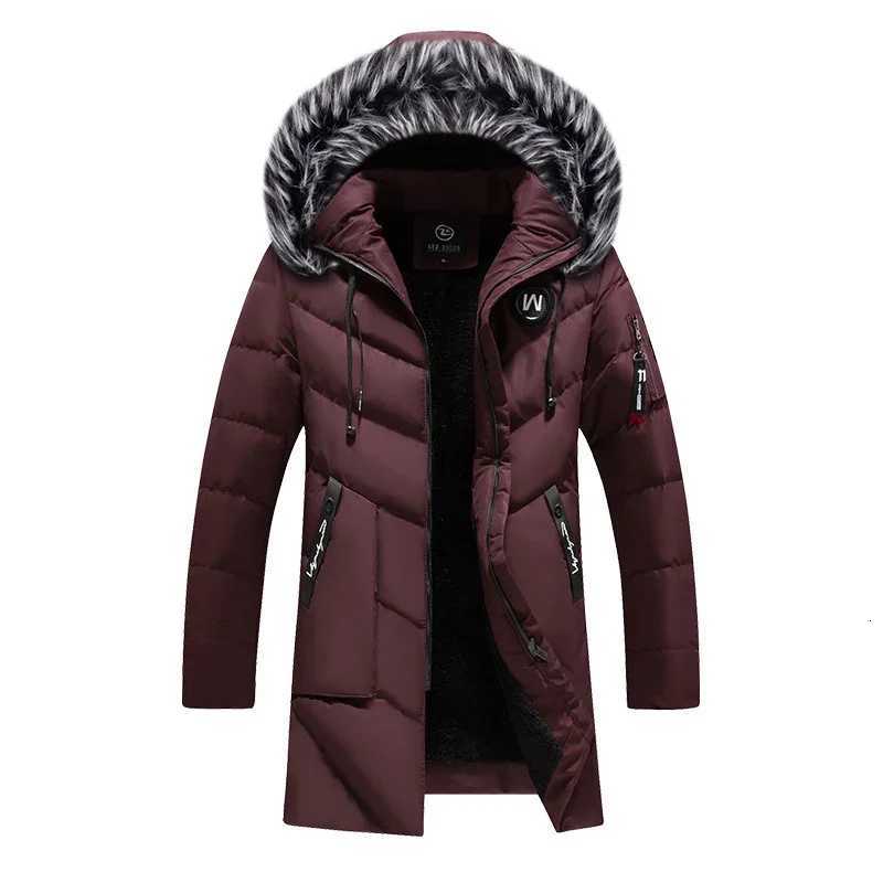 Brown Brand Warm Long Down Coat Men Hoodie Fur Collar Solid Color Puffer Jacket Mens Fashion Commute Office Clothes for Men X250725