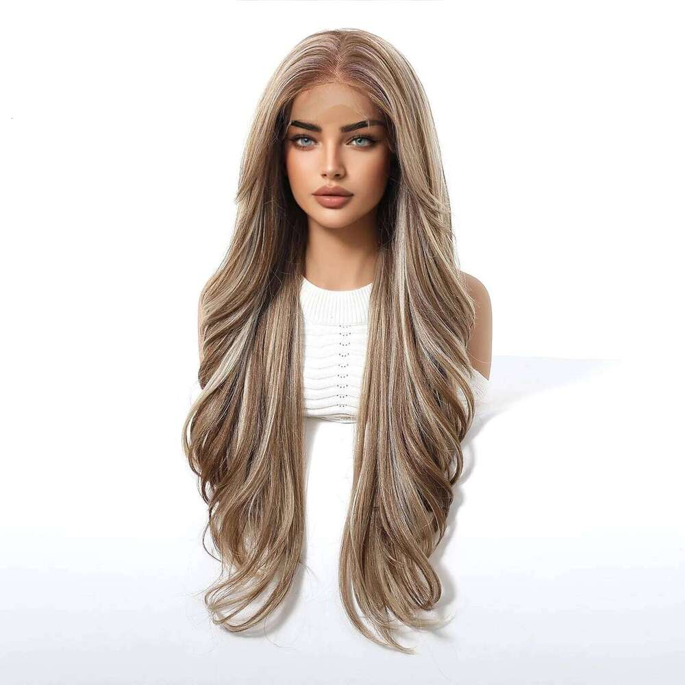 BlONDE UNICORN Lace Synthetic Wig Brown White Highlight Curly Hair Women Wigs Daily Cosplay Heat Resistant Fiber Natural