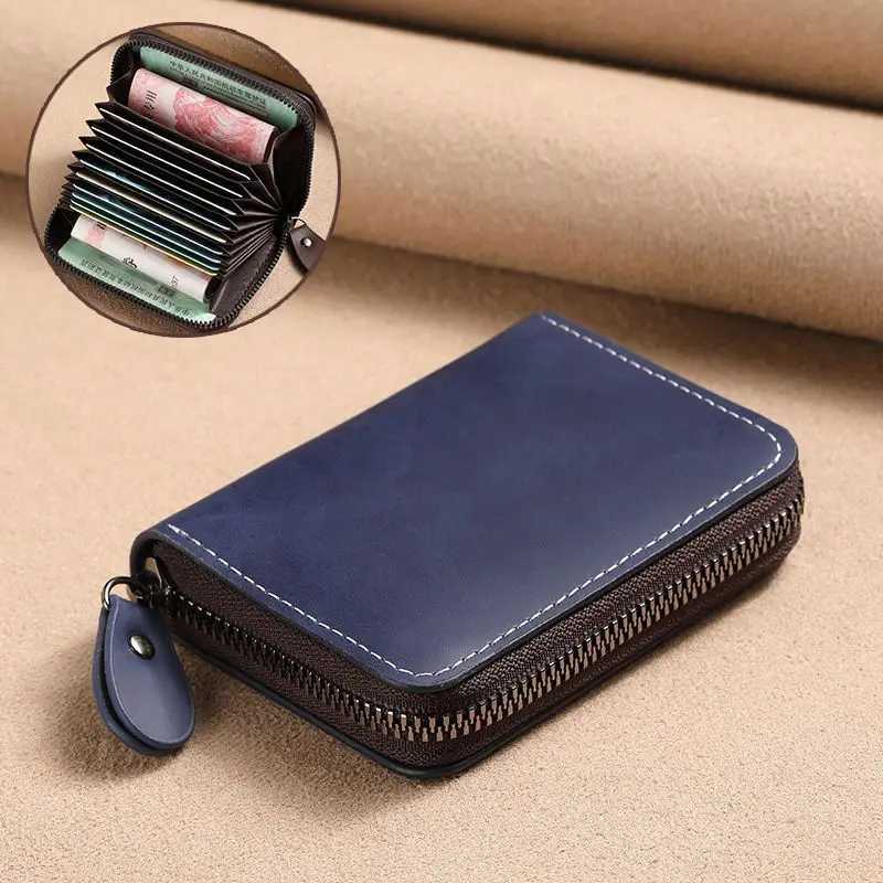Stylish Card Holder Large Capacity ID Wallet Leather Holder RFID Blocking Wallet Compact Card Case Mens Card Wallet Z250725