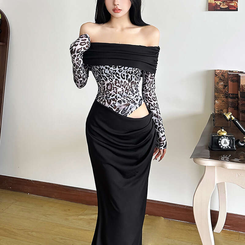 Women's Clothing 2024 Autumn Winter New Street Fashion Sexy Off-Shoulder Long Sleeve Dress 691