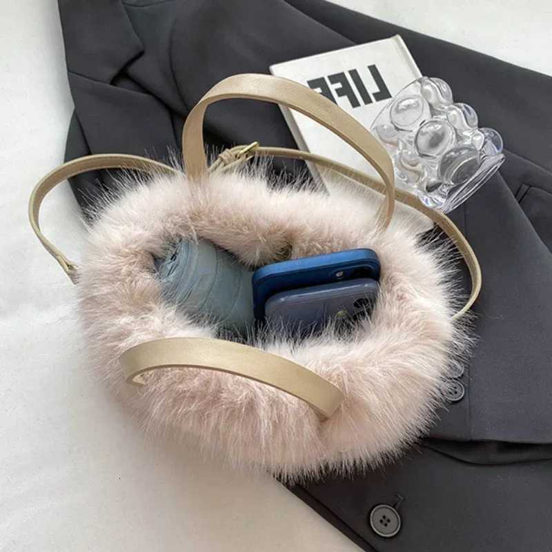 faux fur tote bag mens bucket plush luxury design ladies handbags soft winter crossbody shoulder bags womens bag Y250725