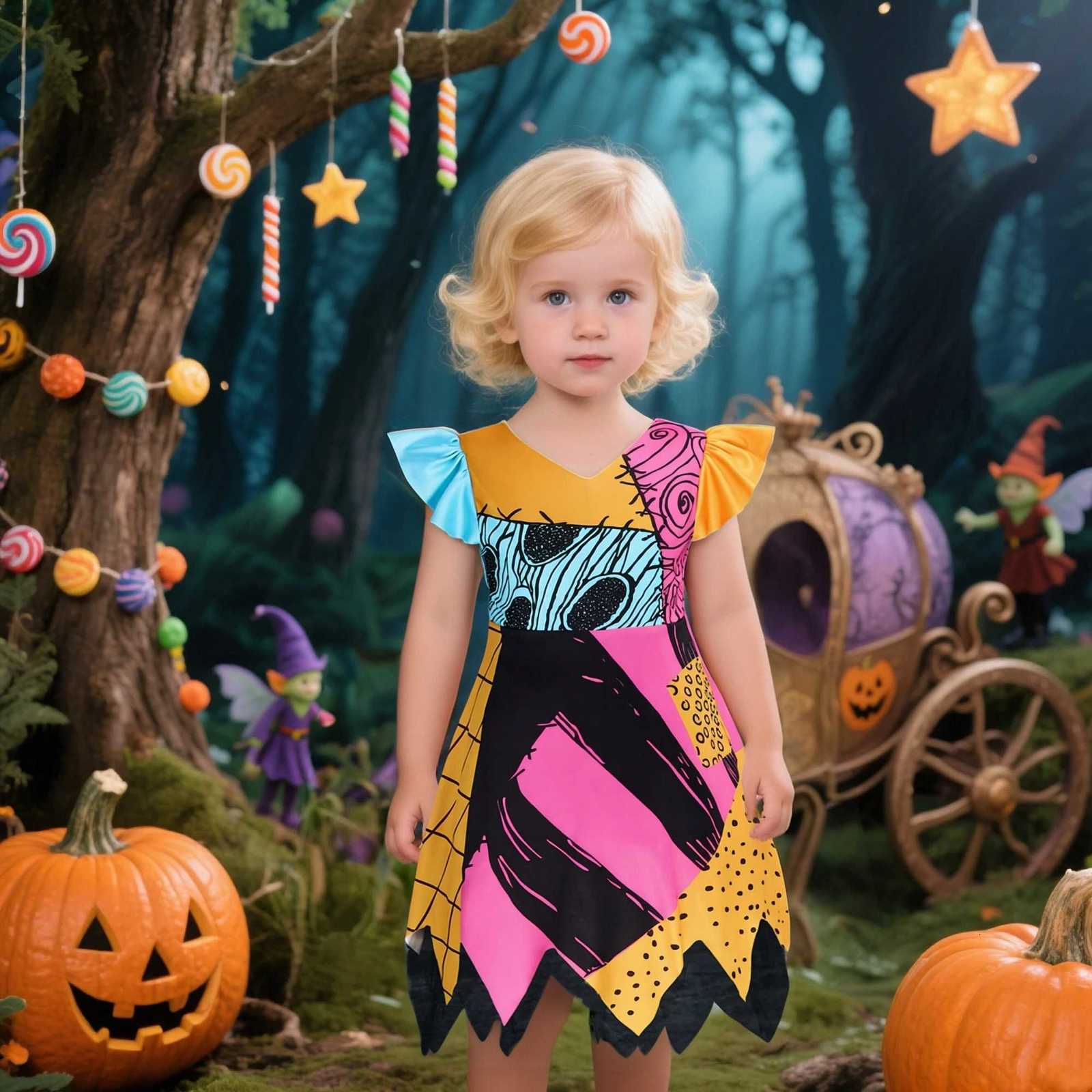 Girls Nightmare Before Christmas Halloween Sally Costume Jack Cosplay Dress Girls Children Carnival Vestidos Par Dress Z250725