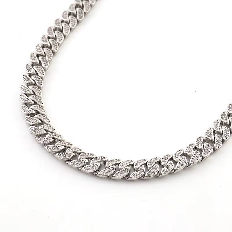 Jewelry Moissanite Trendy Women Design Jewelry Zircon Wave Cuban Chain Necklace Gift Chain Party