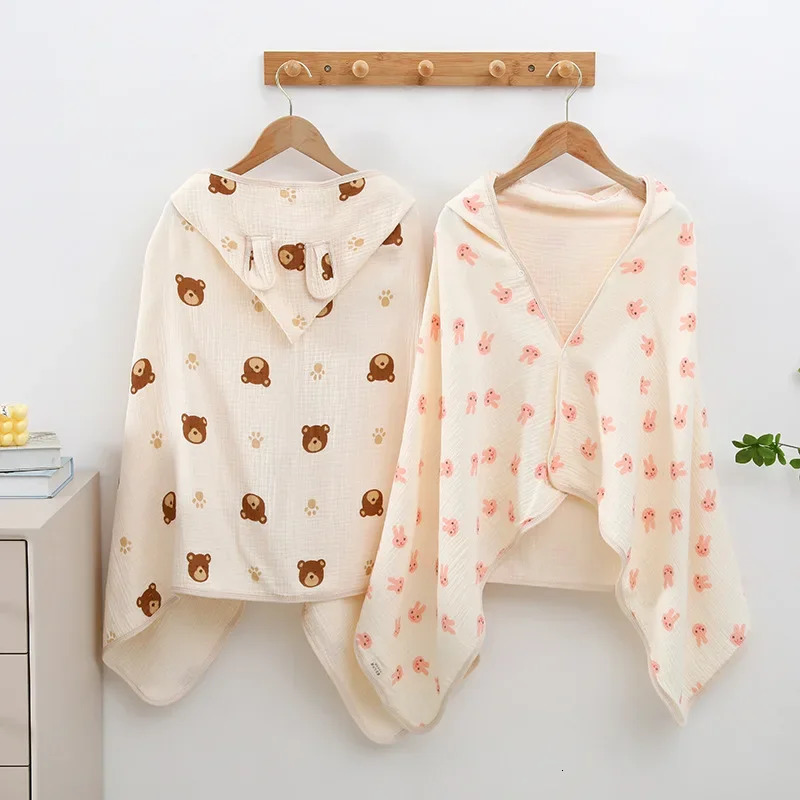Cartoon Baby Bath Towels for Body Hooded Coral Fleece Kids Bathrobe born Swaddle Wrap Blankets Girls Boys 250725