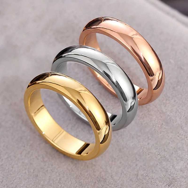 4MM Silver Gold Rose Gold Couple Wedding Ring Stainless Steel Men and Women Wedding Ring Charm Jewelry Anniversary Gift W250417