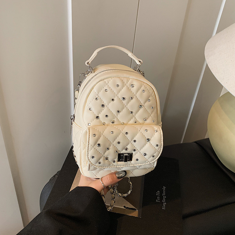 Luxury Brand Designer Bag High-End Niche Quilted Chain Shoulder Bag For Women With Rhinestones, New Fashion Versatile Backpack And Handbag
