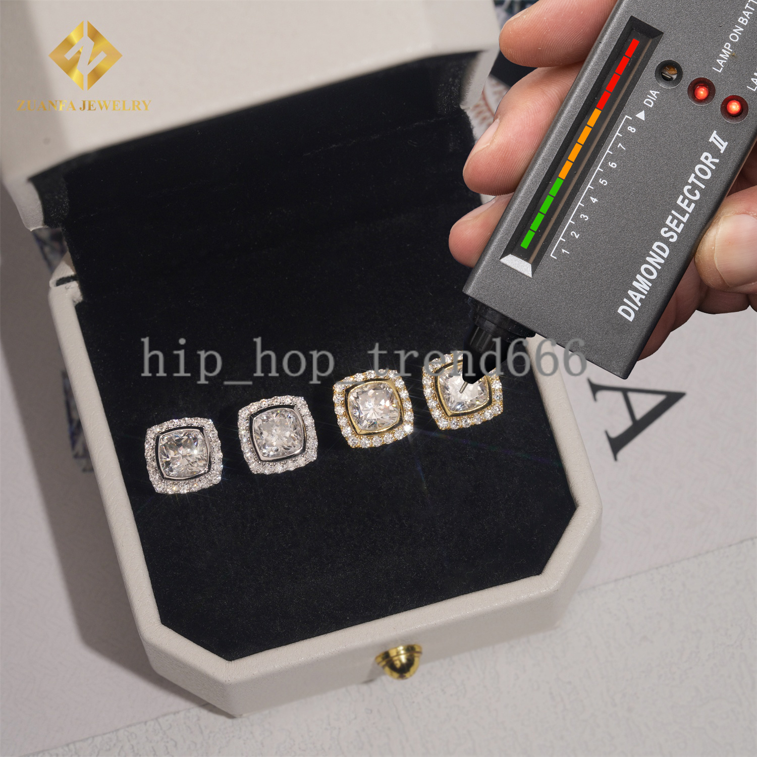Wholesale Stud Earrings Men Iced Out Moissanite Earrings VVS Fire Jewelry with Box 925 Silver Stylish Fashion Style Hip Hop