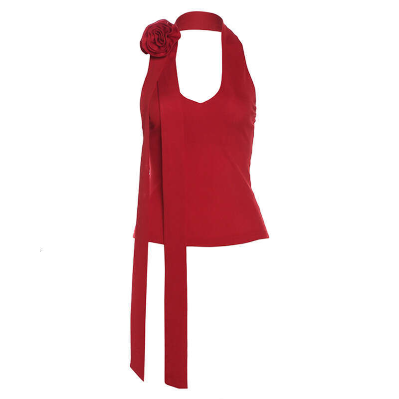 2024 Summer New Women's Solid Color Halter Neck Tank Top High Waist Loose Long Pants Set 569