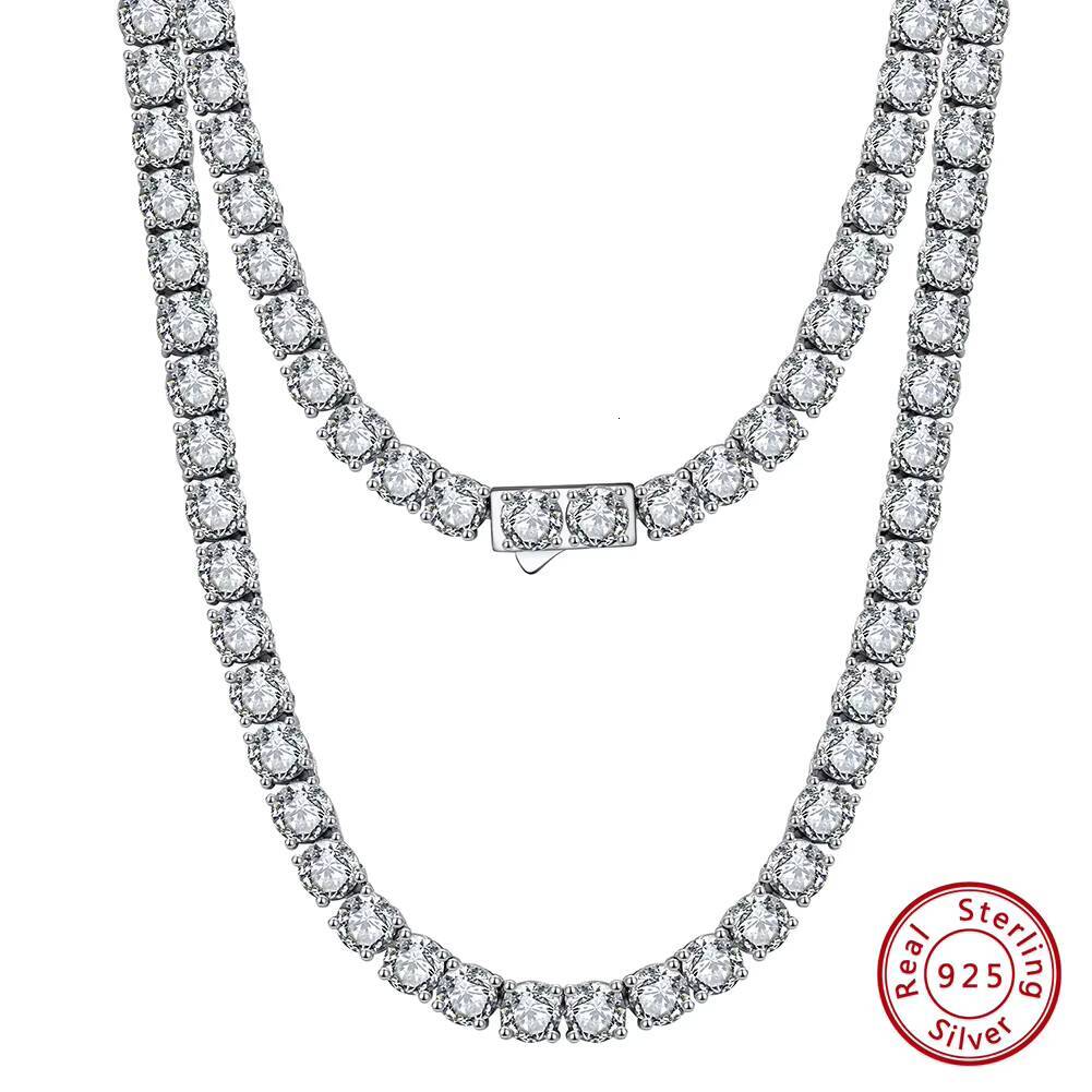 RAKOL DSC74 Gorgeous and Luxury S925 Sterling Silver High-quality Polished Shiny Sparkling Zircon Tennis Chain Necklace