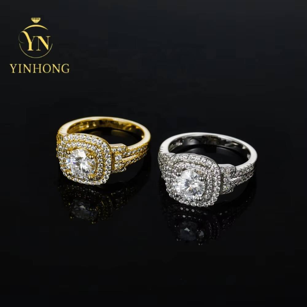 Wholesale Fashionable Wedding Ring 1ct Vvs D Moissanite Inlay Diamond Ring Silver Lady Wedding Rings Luxury