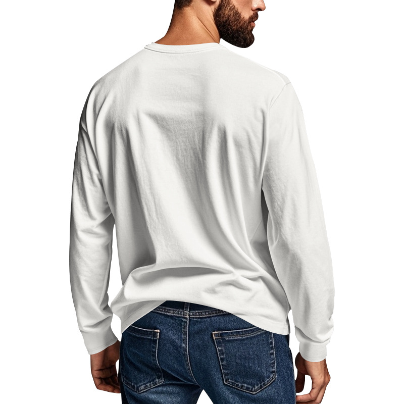 Men's T-shirt Fashion Top Casual Henley Shirt Long Sleeve Hardman Style Men's Breathable Quick Drying Patch Bag T-shirt Men European size: S