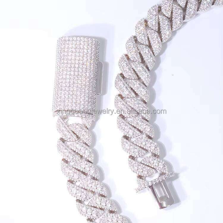 Top Quality 15mm VVS Moissanite Cuban Link Dia Chain S Sier Filled Gold Fine Jewelry Necklace Bracelet Hiphop Men Women