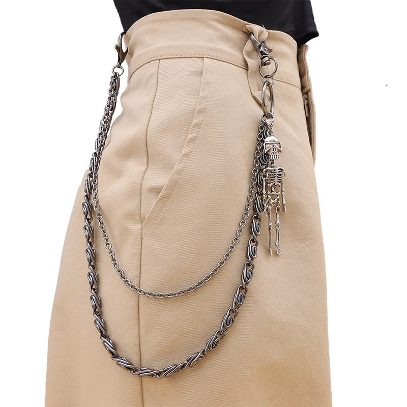 Hip Hop Fashion Skeleton Decorative Metal Waist Chain Punk Personalized Vintage Trouser Chain Double Layered Waist Chain Gifts 250722