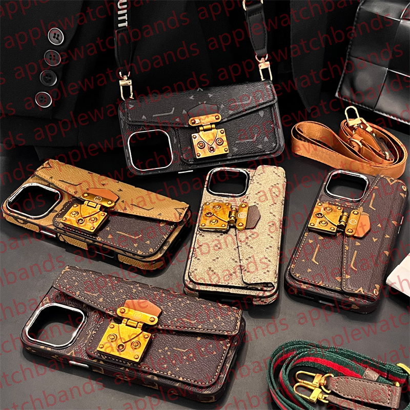 Phone Case Designer iPhone Case for Apple iPhone 16 Pro Max 15 Pro Max 14 13 12 16 Plus 15 Plus Case Card Holder Bag Flowers Silver Crossbody Wallet Handbag Case Lanyard