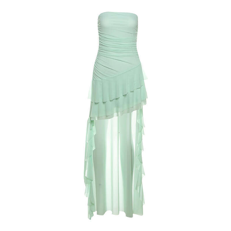 2025 Spring New Women's Solid Color Slim Fit Fashion Off-Shoulder Sleeveless Dress c6e
