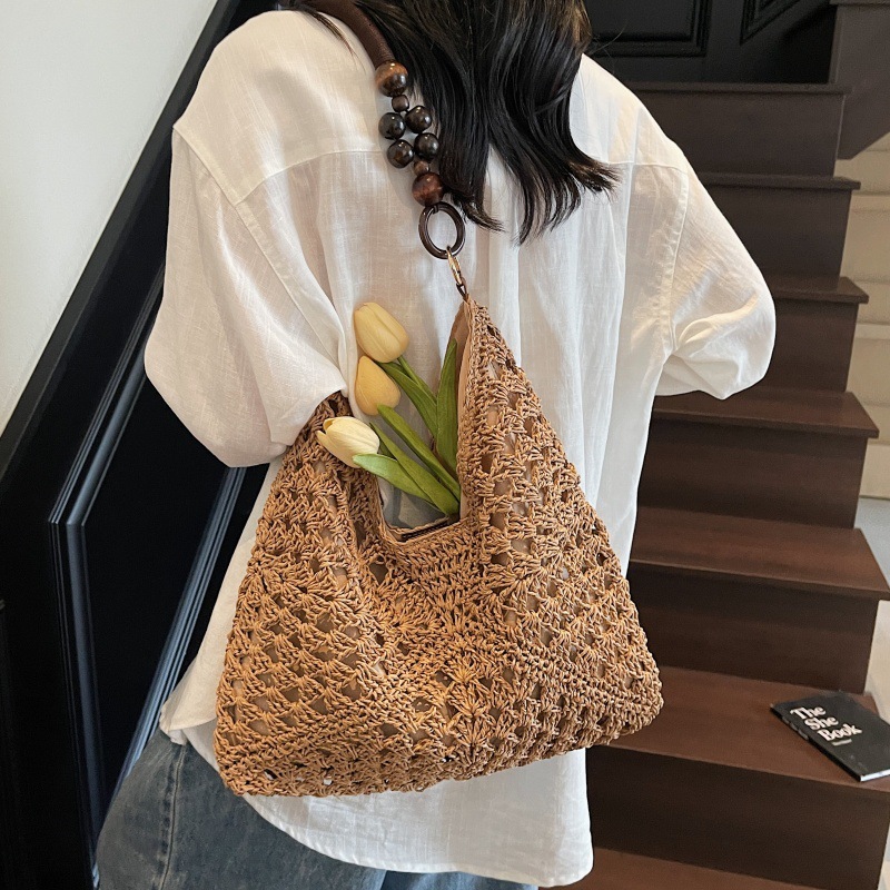2025 New Designer Multi functional Woven Underarm Bag Single Shoulder Large Capacity Commuter Handbag