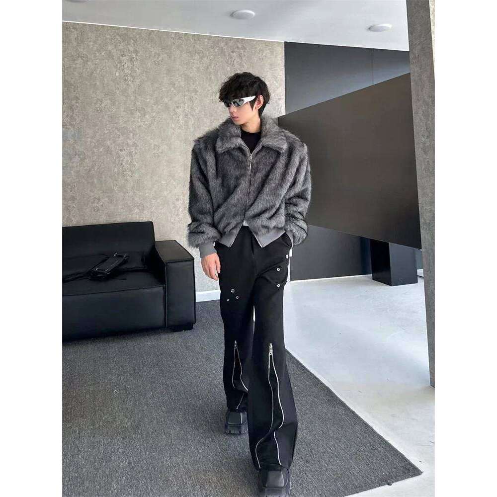 Short Mink Faux 2024 Men's Autumn New Loose High-End Trendy Warm Coats Long-Sleeve Lapel Fur Padded Jackets