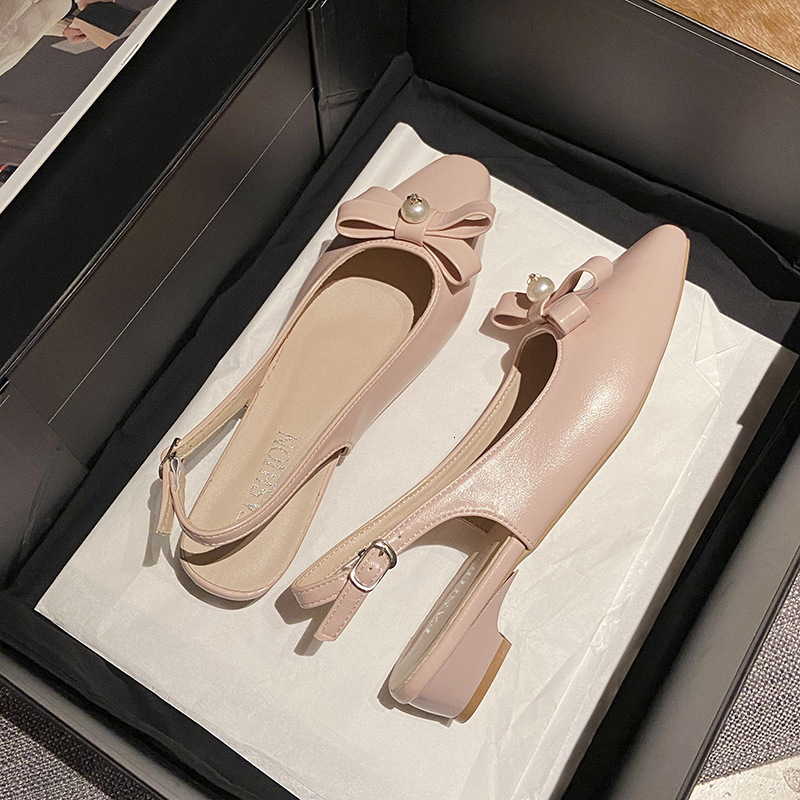 Ddmysports French Style Mid Heel Bowknot Peep Toe Sandals Fairy Spring Summer Dress Evening Elegant Single Shoes Outdoor Shoes