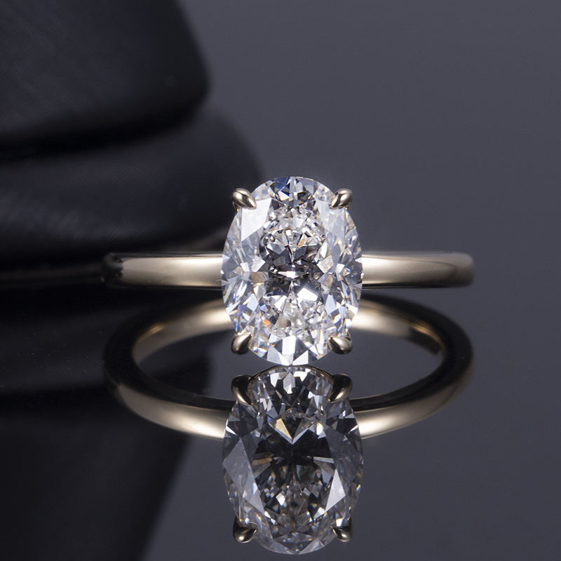 Customized Jewelry 18K Gold 1ct Oval Shaped IGI Lab Diamond Engagement Ring