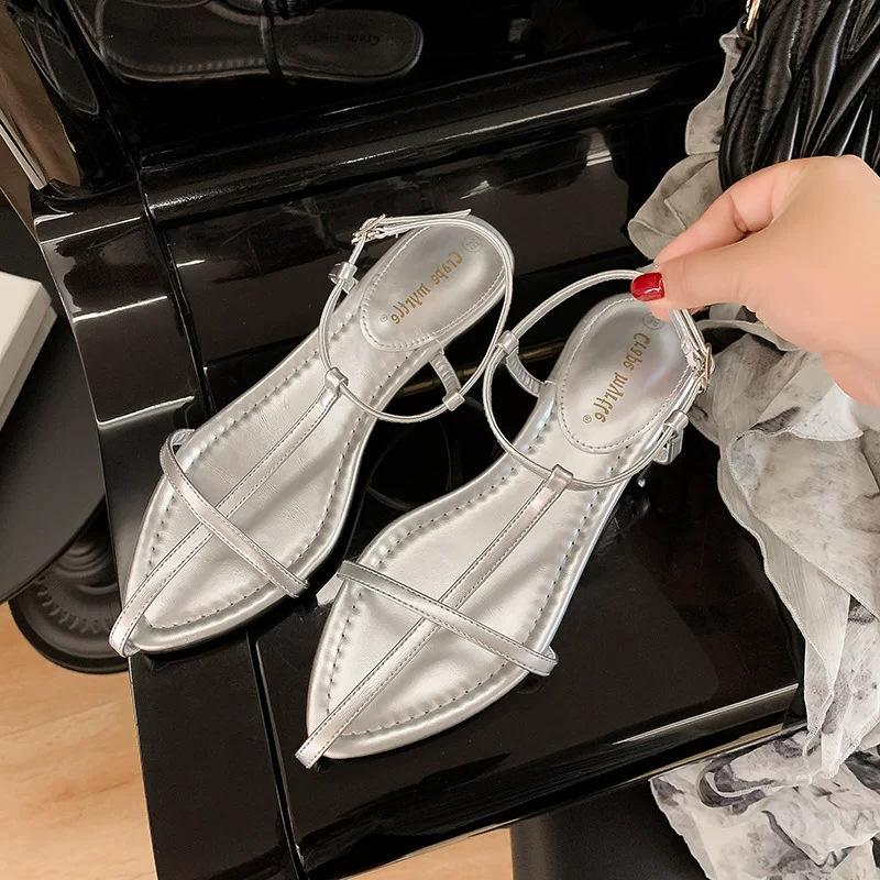 Ddmysports Women S Summer New Outdoor Wedge Flat French Style One Strap Pointed Toe Beach Red Roman Sandals Outdoor Shoes