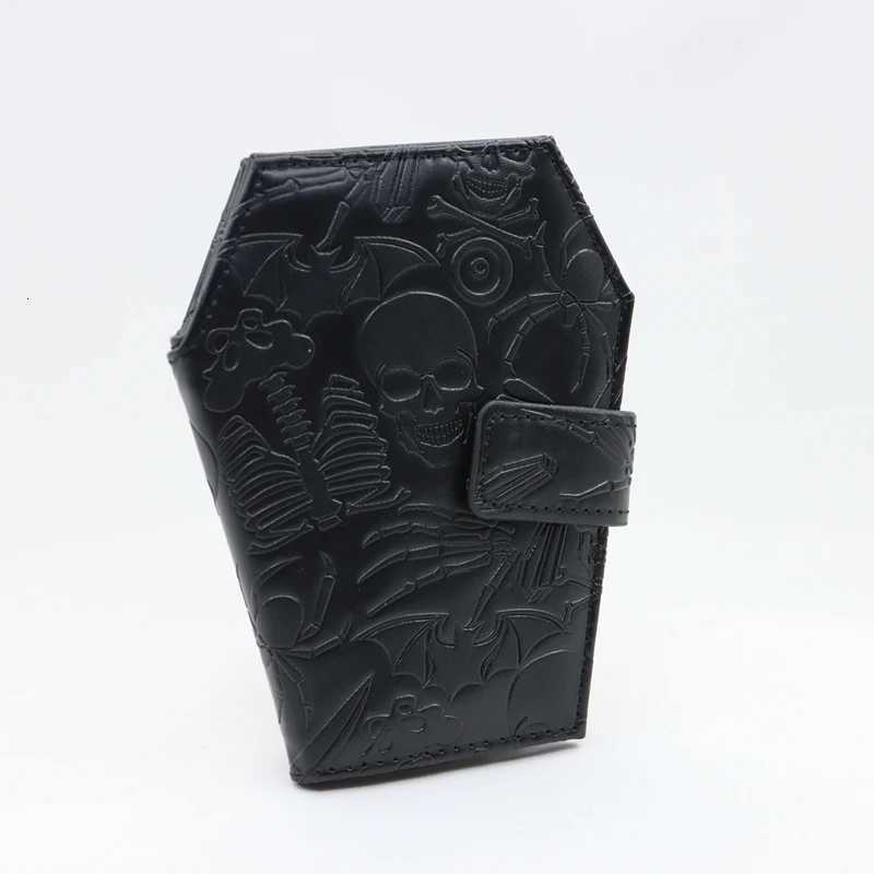 Dark Spooky Goth Vintage Embossed Skull Coffin Wallet Halloween Pattern Clutch PU Wallet Z250725
