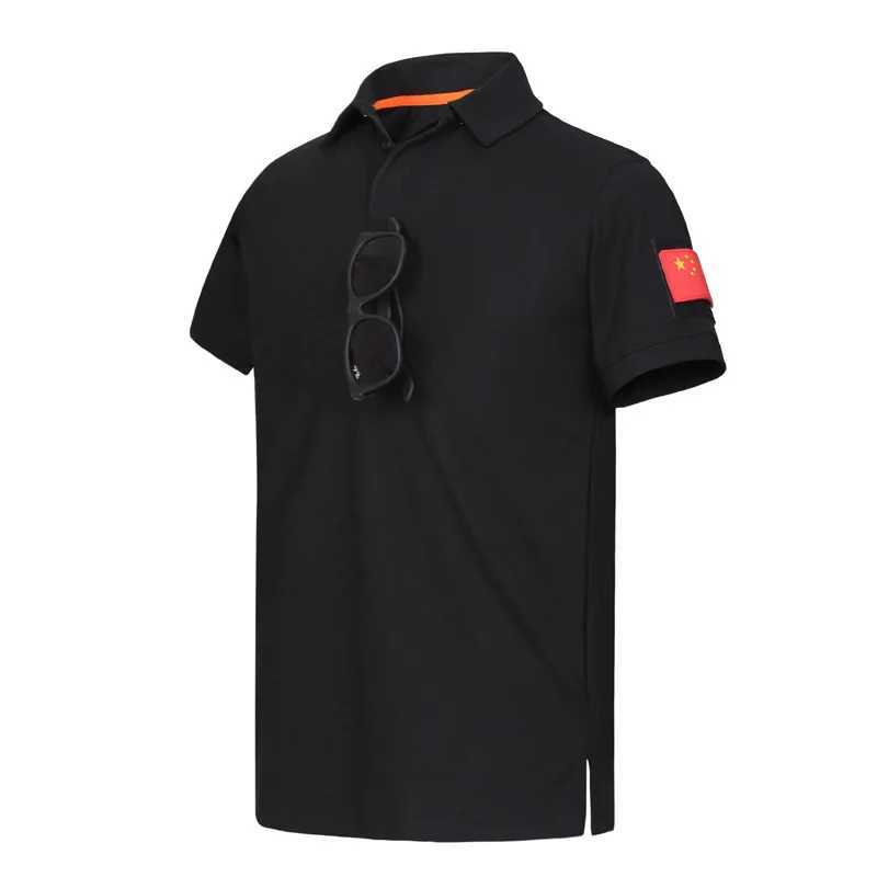 Mens Quick Dry Embroidered Polo Shirts Summer Plus Size Breathable Clothes Tactical Elastic Plain Turn-down T-shirts Y250724