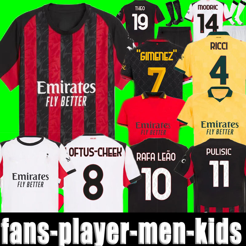 XXXL 4XL 25 26 Maglia Modric RICCI 4 Soccer Jerseys MILANS 125th home away 2025 2026 THEO PULISIC ROMAGNOLI RAFA LEAO men kids kit Football shirts uniform Gimenez