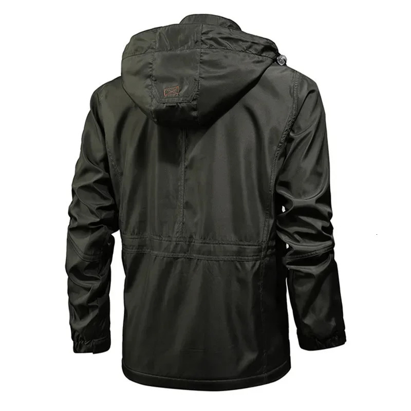 Autumn Spring Mens Jacket Detachable Hood Windproof outdoor Zipper Outdoor MultiPockets Men Sports cargo jackets 250717
