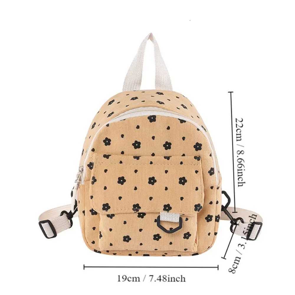 Cute Flower Print Small Backpacks Lightweight Multiple Pocket Corduroy Mini Backpack Ladies Fi Wen Shoulder Bag 4 Y250724