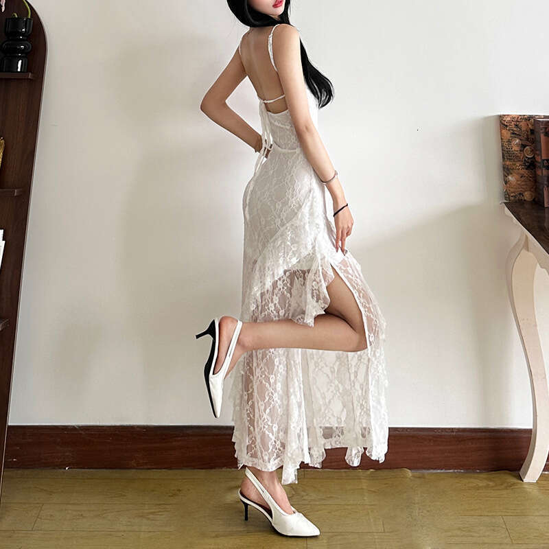 2024 Autumn Winter New Women's Solid Color Slim High Waist Fashion Strap Sleeveless Backless Dress 49a