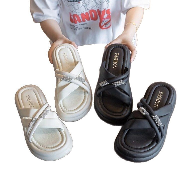 Women's Summer 2025 New Trendy Soft Non-Slip One-Strap Platform Thick Sole Fashion Beach Sandals for Women ddmythur