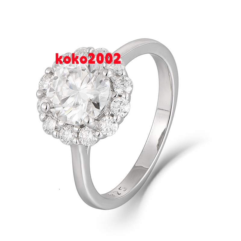 Silver Moissanite Ring Womens Luxury Flower Design Fine Jewelry Ring with Moissanite Inlay Custom Wholesale