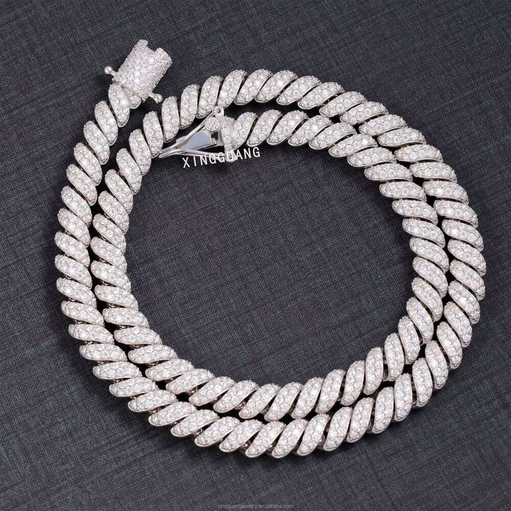 Hip Hop Jewelry Link Necklace Gold Plated S Sier VVS Moissanite Iced Out Dia Cuban Chain for Men