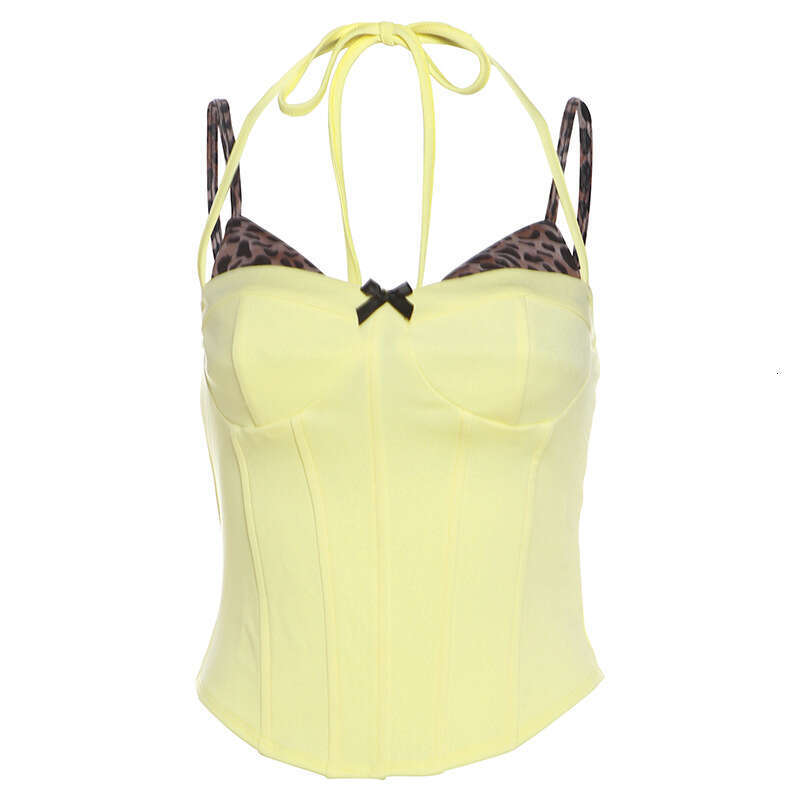 2025 Spring New Women's Solid Color Slim Street Fashion Strap Sleeveless Two-Piece Vest a57