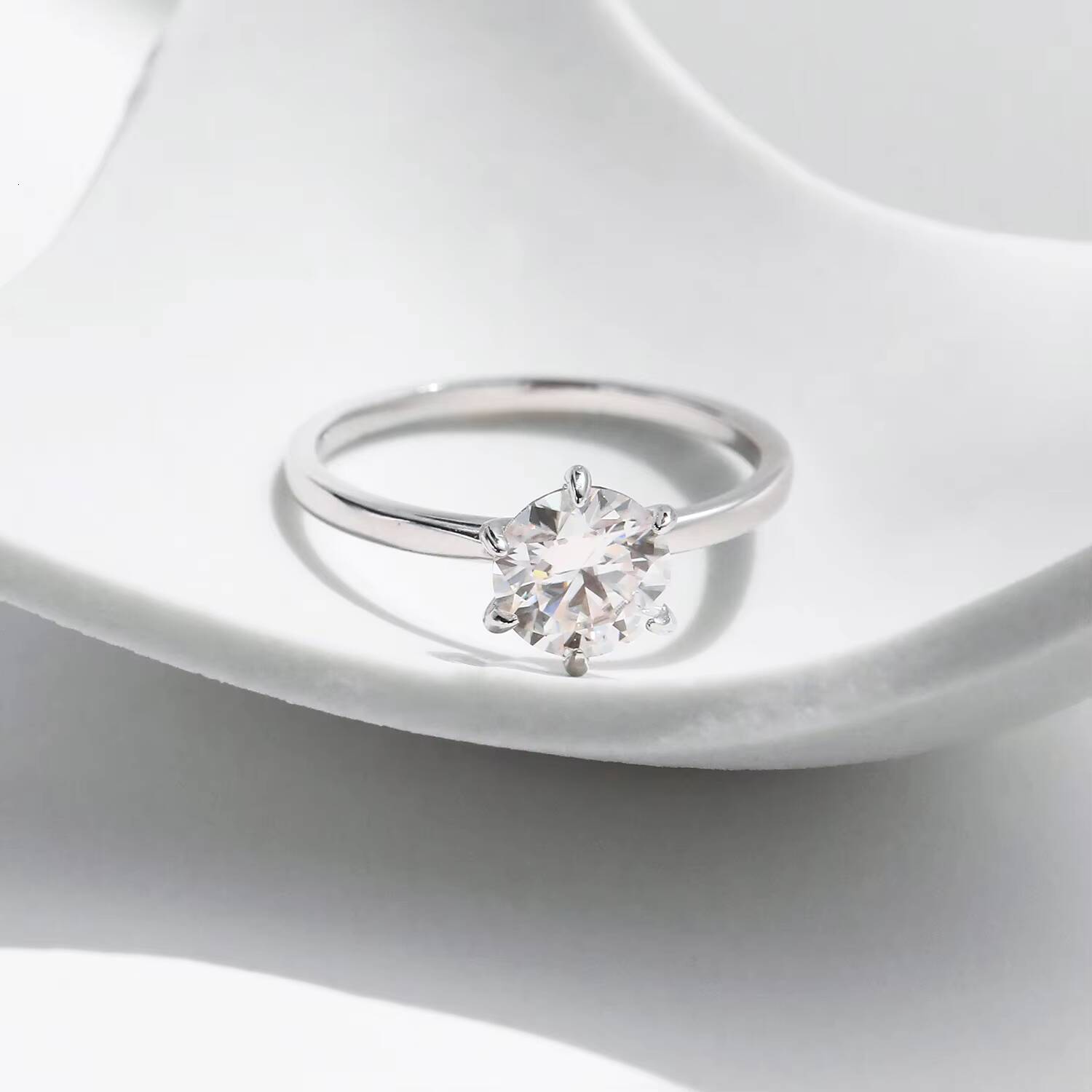 1CT Moissanite Lab Diamond Ring for Women 925 Sterling Silver Wedding Engagement Platinum Plated Fine Jewelry