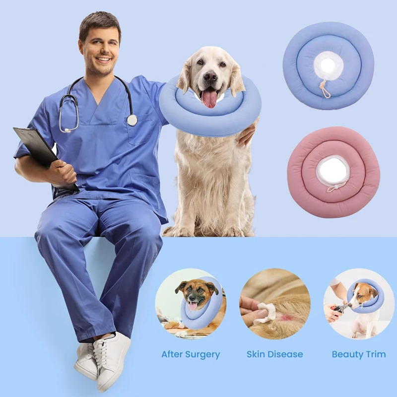 Pet Collar Soft Ring Cat Dog Wound Healing Anti-Scratch Anti-Licking Headgear Cotton Elizabeth Neck Collars Pet Supplies 250716