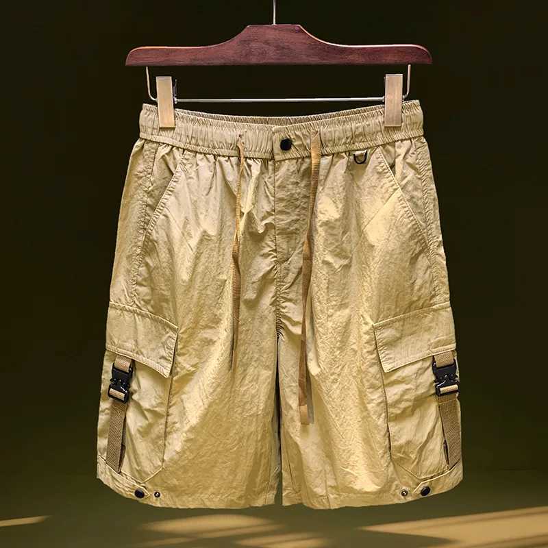 2025 Summer Thin Casual Shorts Mens Trendy Brand Loose Multi Pocket Straight Tube Quick Drying Workwear Pentagram Pants W250724