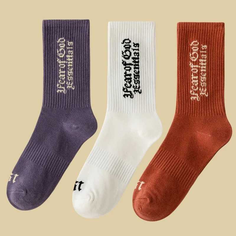 3 Pairs Mens Casual Cotton Socks Fashionable Street Style Letter Design Breathable Comfortable X250725