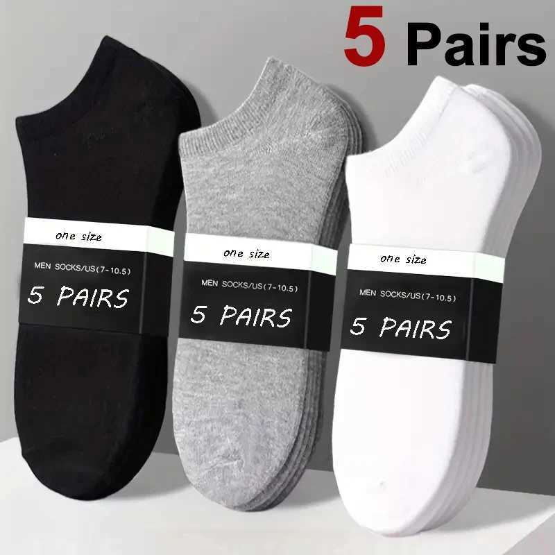 5 Pairs Mens Boat Socks Business Sport Sweat Absorption Mature Summer Autumn Solid Color Non Pilling Versatile Ankle Socks X250725