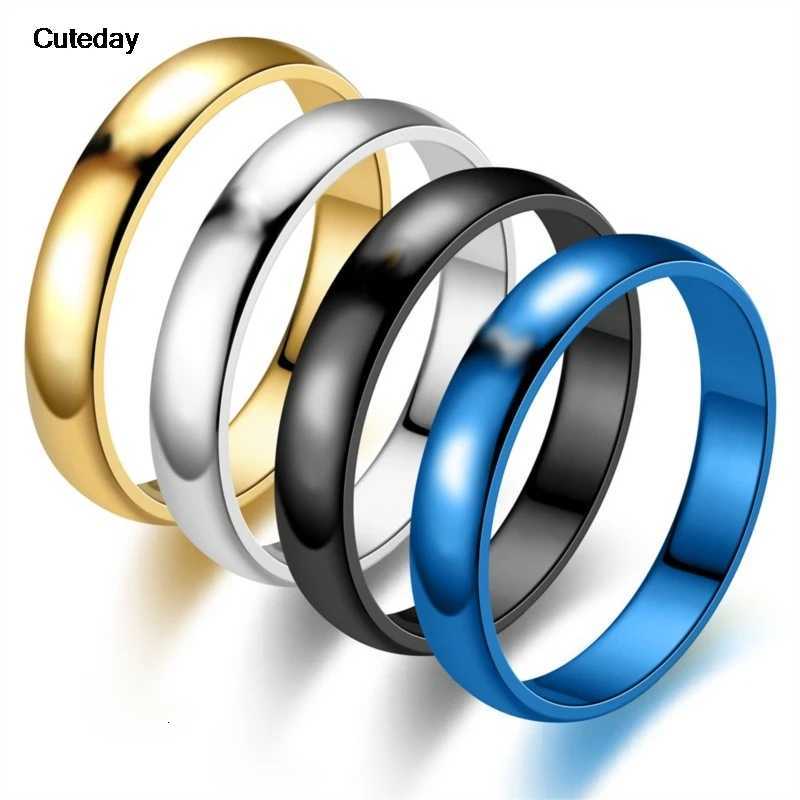 Simple 6/4mm titanium ring for women to prevent allergies high polished wedding ring stainless steel couple finger jewelry gift W250417