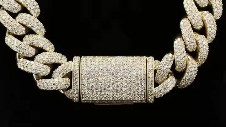 Wholesale Custom-Size Cuban Hip Hop Chain 925 Sterling Silver Iced Moissanite Diamonds Gold for Weddings Trending Hip Hop Style