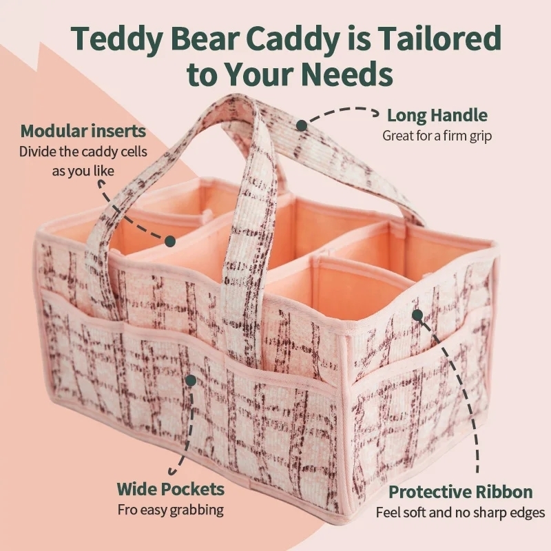 Diaper Bag Large Capacity Multiple Pocket Caddy Felt Washable Baby Nappy Organizer Nursery Storage Bin 250724