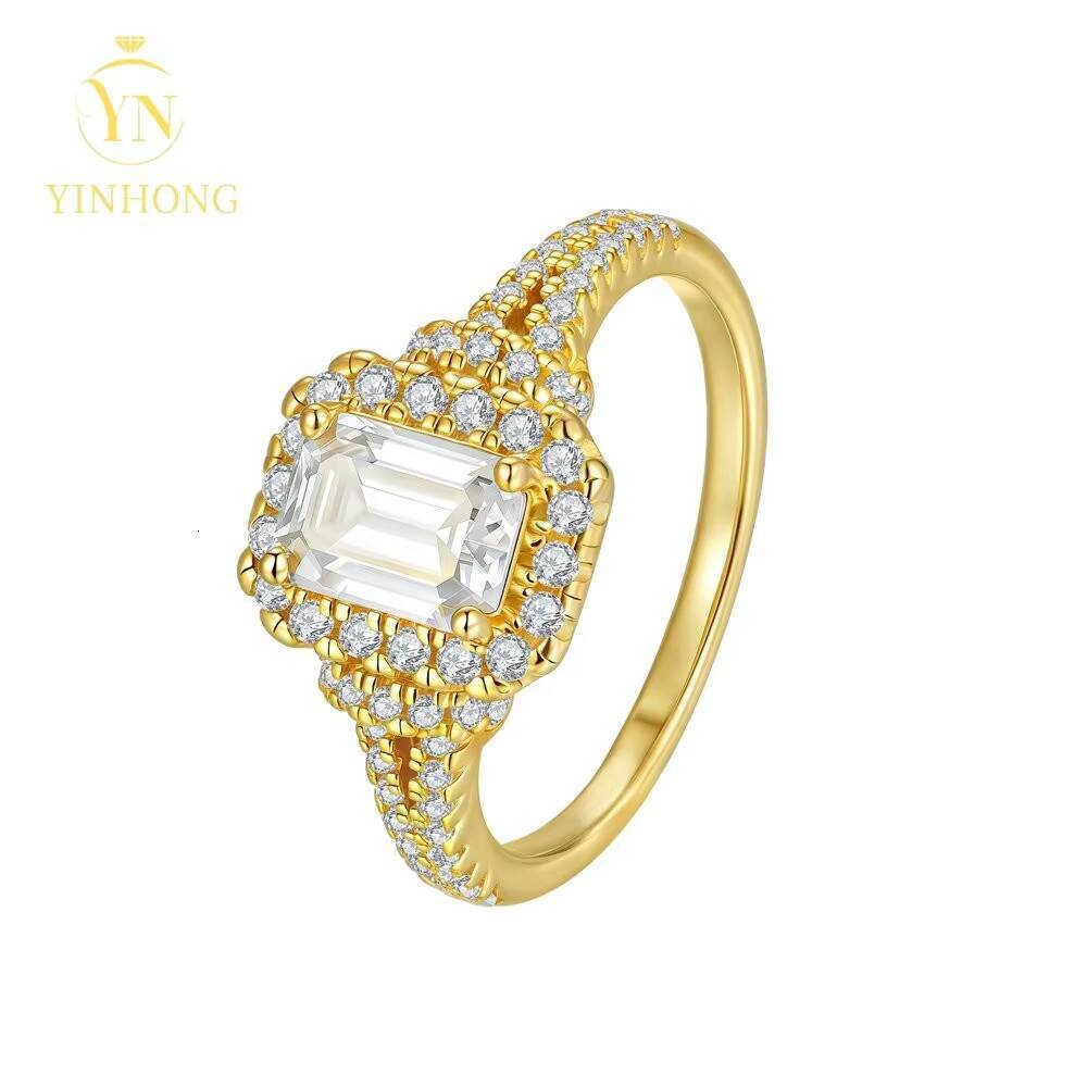 Gra Certificated 925 Sterling Silver Halo Moissanite Rings for Women Engagement Wedding Band