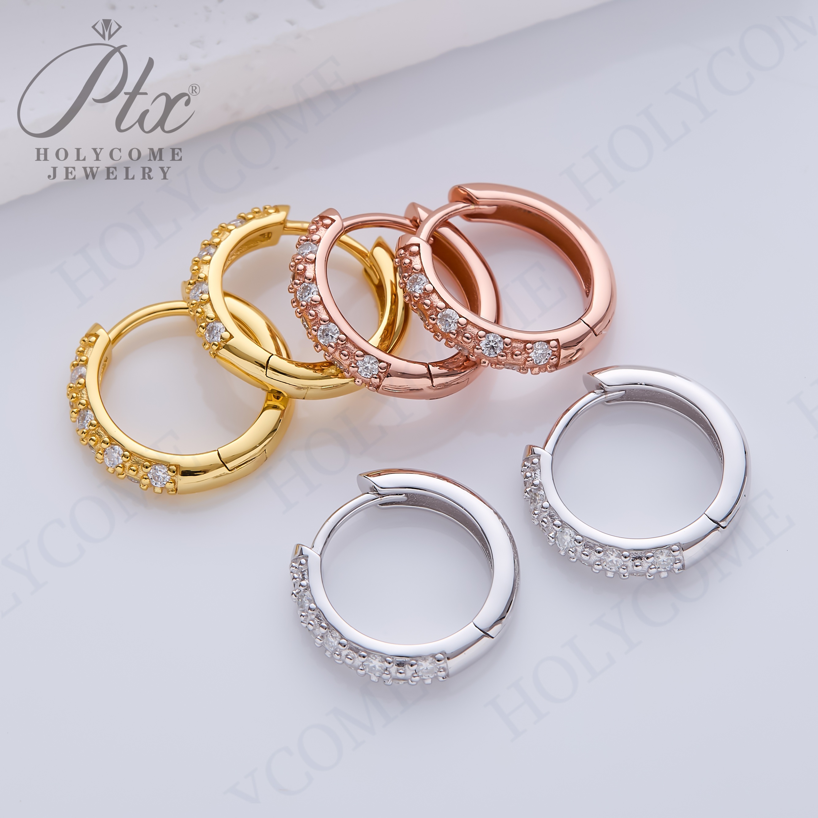 High Quality 925 Sterling Silver Ear Needle Fashion Hoop Earrings White Moissanite Luxury Women's Silver Earrings Wedding Daily Wear Jewelry Gift