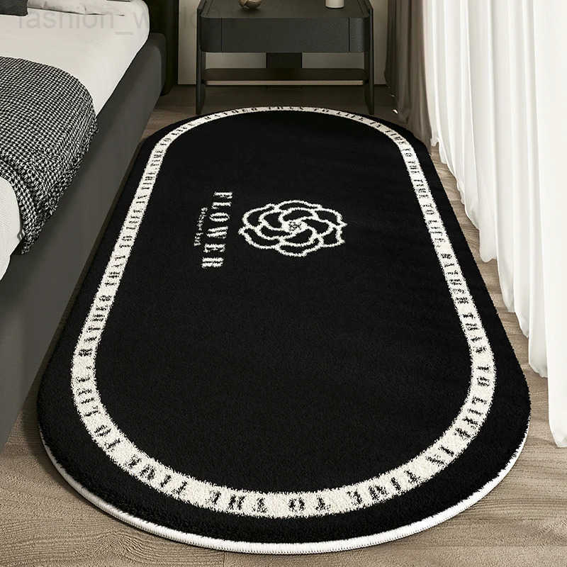 VIKAMA French Soft Plush Carpet Light Luxury Oval Bedroom Bed Blanket Balcony Cloakroom Living Room Carpet Home Decor X250725